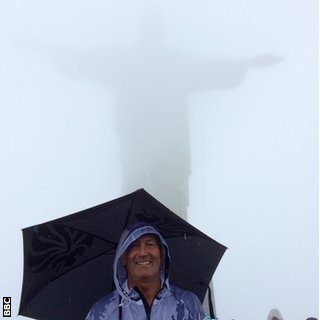 Crystal Palace manager Tony Pulis at the Christ the Redeemer statue in Rio